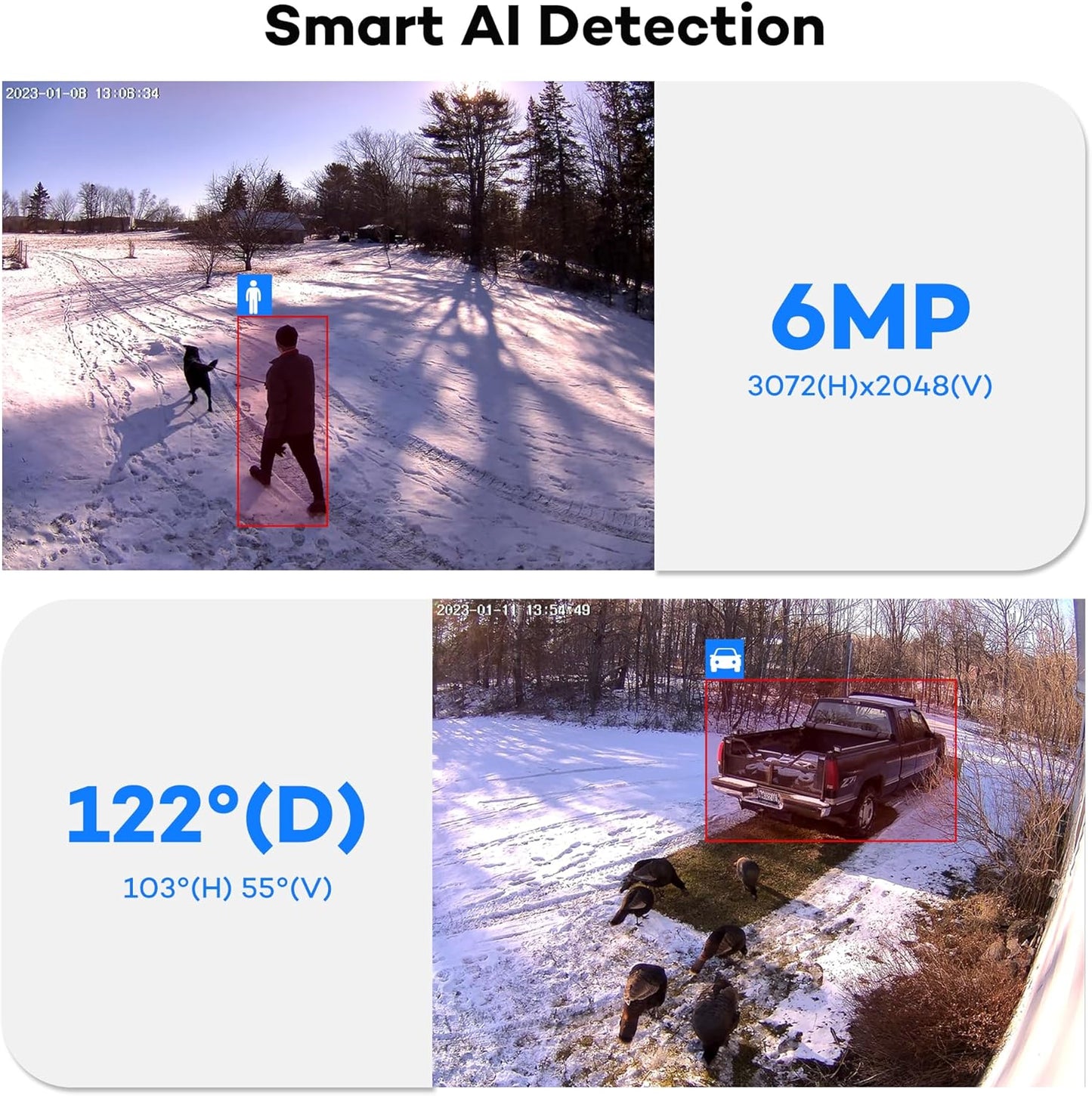 ONWOTE 16 Channel NVR PoE Security Camera System Wired, 12MP 4K 16CH Commercial NVR 4TB, Smart AI Color Night, 12x 6MP 122° Outdoor Audio IP Cameras, 12x Cables(Total 960ft), CCTV for Businesses Home