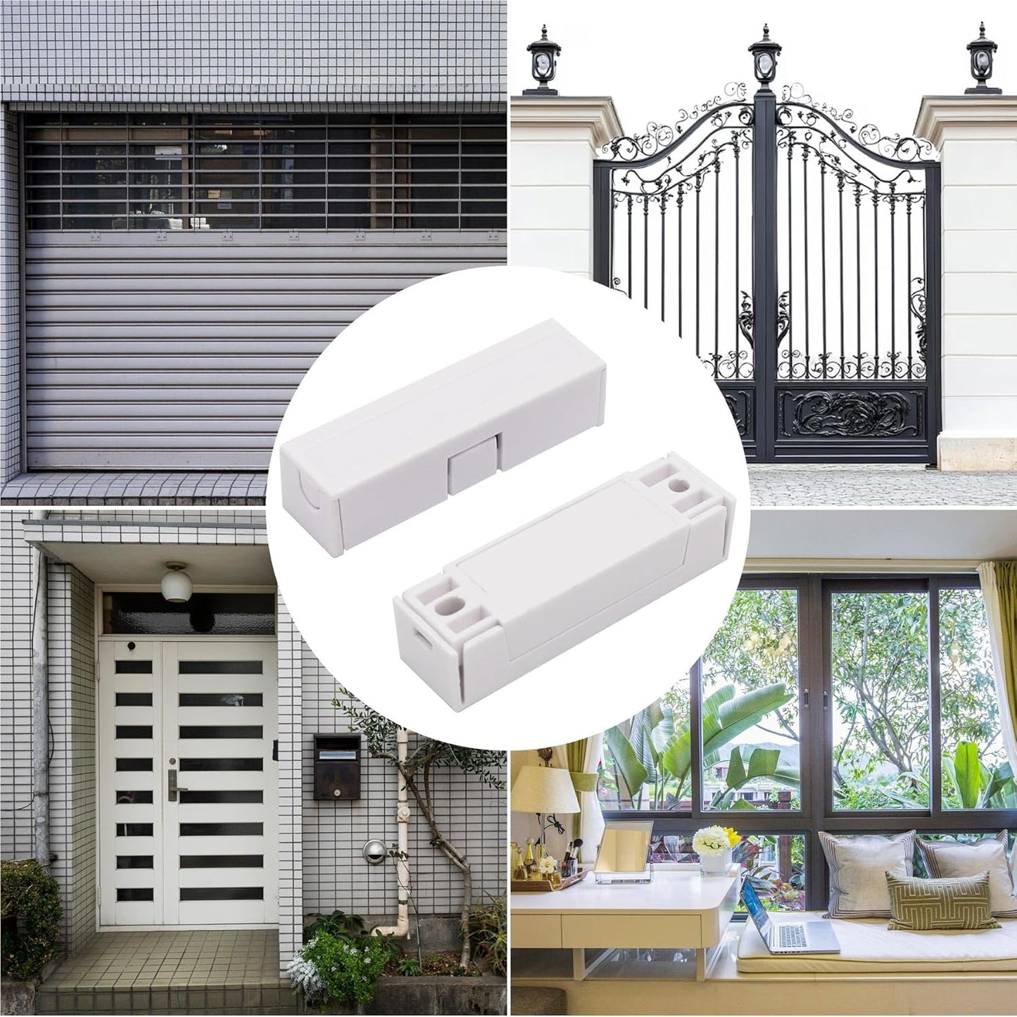 5Pcs Magnetic Reed Switch Wired Surface Mount Normally Closed NC Contact Sensor Alarm Magnetic Door Switch with 2 Wires, ABS White, MC-44b