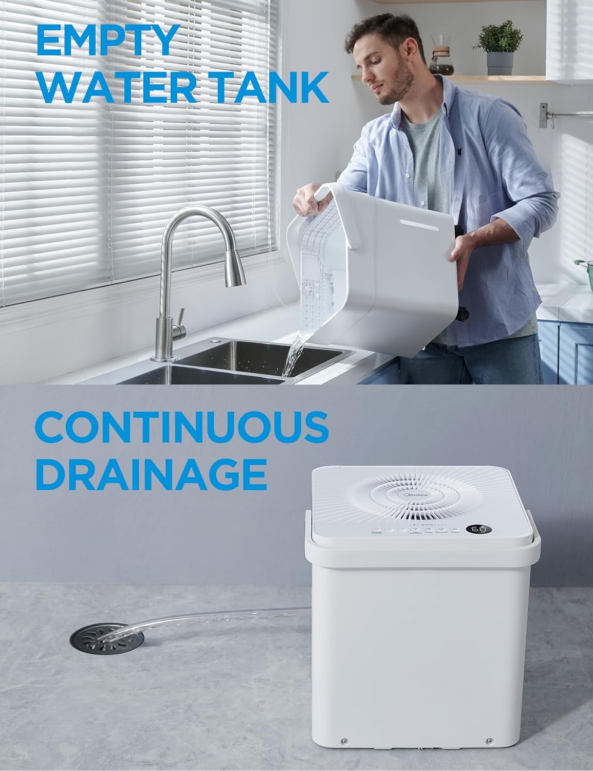 Midea Cube 35 Pint Dehumidifier for Basement and Rooms at Home for up to 3,500 Sq. Ft., Smart Control, Compatible with Alexa (White), Drain Hose Included, ENERGY STAR Most Efficient 2023