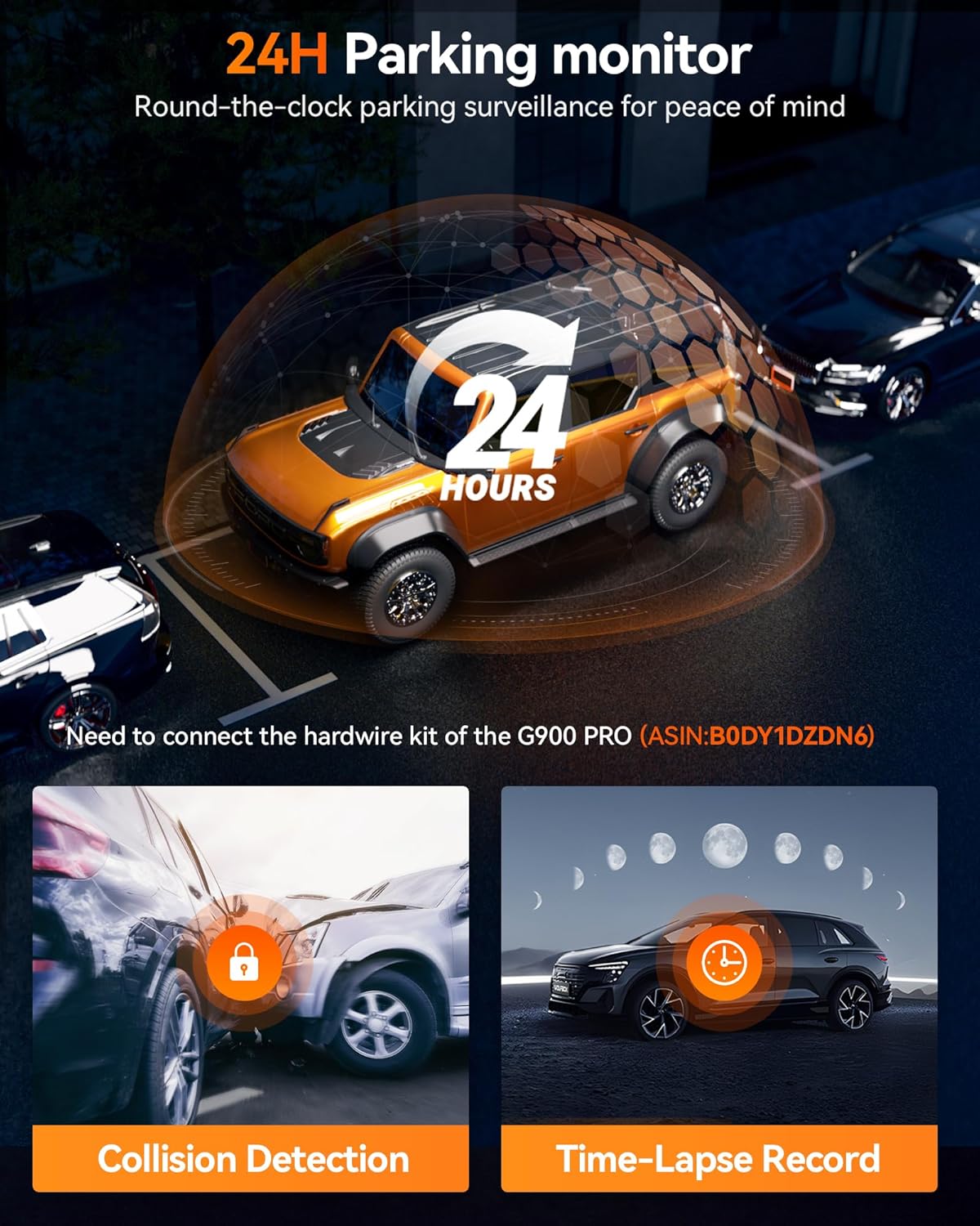 WOLFBOX G900 PRO Mirror Dash Cam with STARVIS 2 IMX678, 12 inches Rear View Mirror Camera with Front 4K and Rear 2.5K, Included 128GB Card, Voice Control, 5.8GHz WiFi, Loop Recording, G-Sensor & GPS