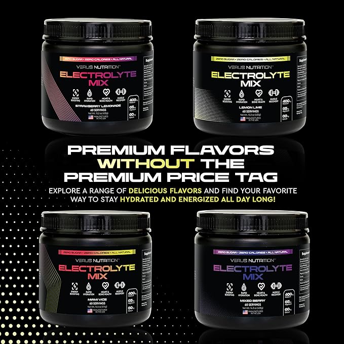 Electrolytes Powder No Sugar- Zero Calorie Hydration Powder | Sugar Free Electrolytes for Fasting, Keto & Vegan | Natural Ingredients Electrolyte Mix for Energy Boost, 60 Servings