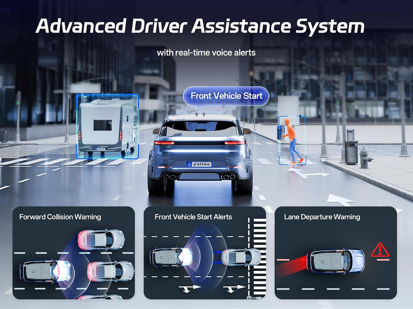 Pelsee S12 Pro 4K Mirror Dash Cam with STARVIS 2 Sensor, 5.8GHz WiFi Rear View Mirror Camera Front and Rear Dash Camera, ADAS & BSD, 1080P Backup Camera with WDR, Voice Control, 64G Meomory Card