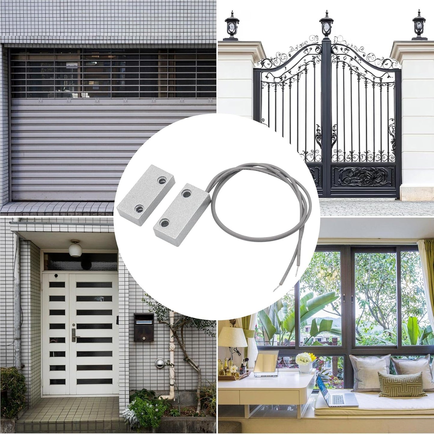 Magnetic Reed Switch Wired Surface Mount Normally Open/Closed NC/NO Contact Sensor Alarm Magnetic Door Switch with 3 Wires, Zinc Alloy Sliver, MC-51