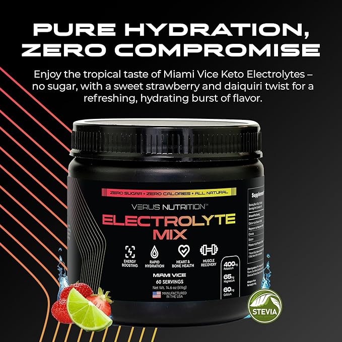 Electrolytes Powder No Sugar- Zero Calorie Hydration Powder | Sugar Free Electrolytes for Fasting, Keto & Vegan | Natural Ingredients Electrolyte Mix for Energy Boost, 60 Servings