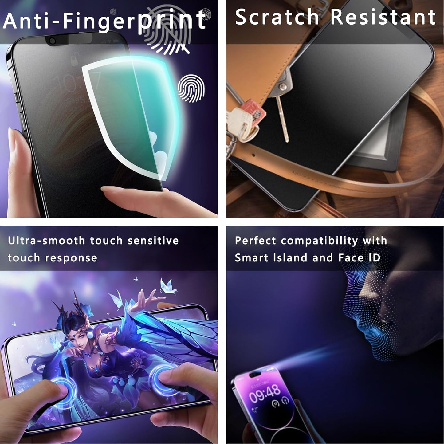 (2-Pack Matte Privacy Anti-Spy Screen Protector for iPhone 16e/13/13 Pro/14 (6.1-Inch),9H Tempered Glass,Anti-Glare,Full Coverage,Anti-Fingerprint,Auto Dust Removal,Bubble-Free