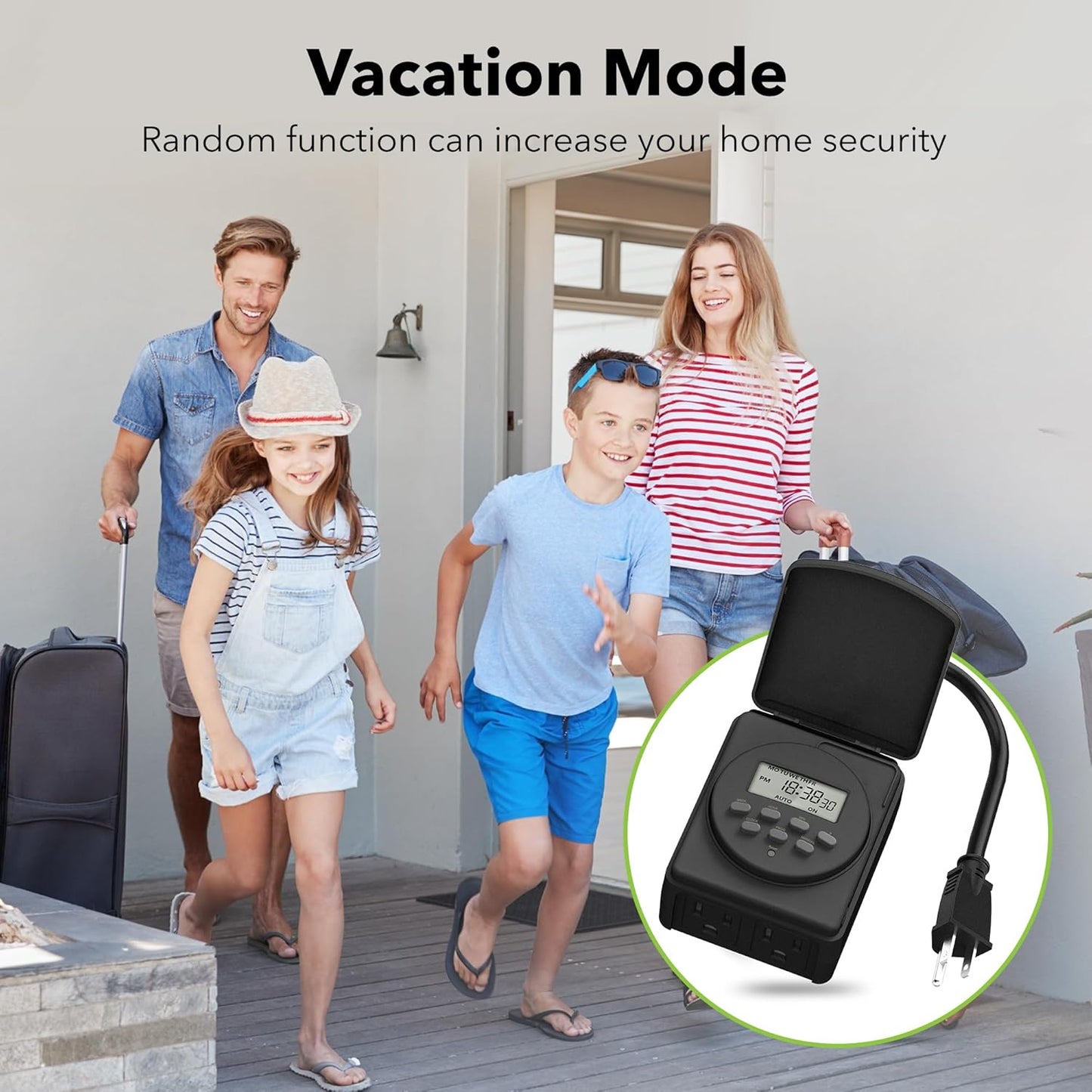 BN-LINK 7 Day Outdoor Heavy Duty Digital Programmable Timer, Outdoor Timer Outlet Waterproof, 2 Grounded Electrical Outlets for Christmas Lights, ETL Listed(2 Pack)