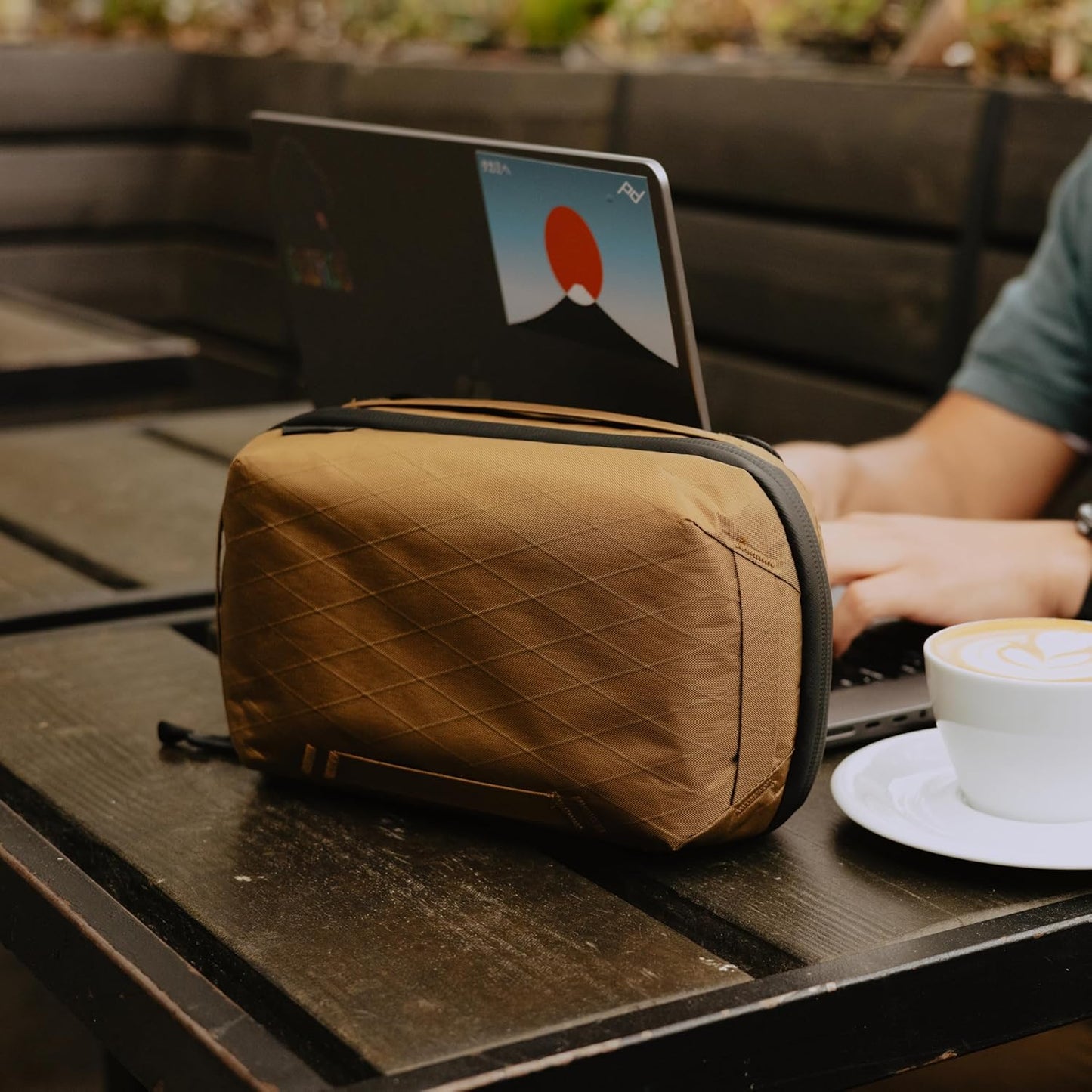 Peak Design Tech Pouch, Coyote, Electronics Organizer for Travel or Everyday Carry, Origami-Style Storage, Cable Pass-Through, Weatherproof, Gear Carry Bag for Men and Women