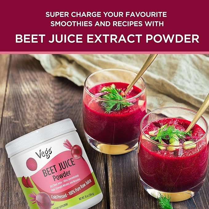 Beet Juice Powder, 20:1 Ultra Concentrated Nitrates, Betanines - Freeze Dried & Cold Pressed Organic Beet Root Juice - Boost Nitric Oxide, Healthy Circulation, Energy - Non-GMO Beet Powder, 10 oz