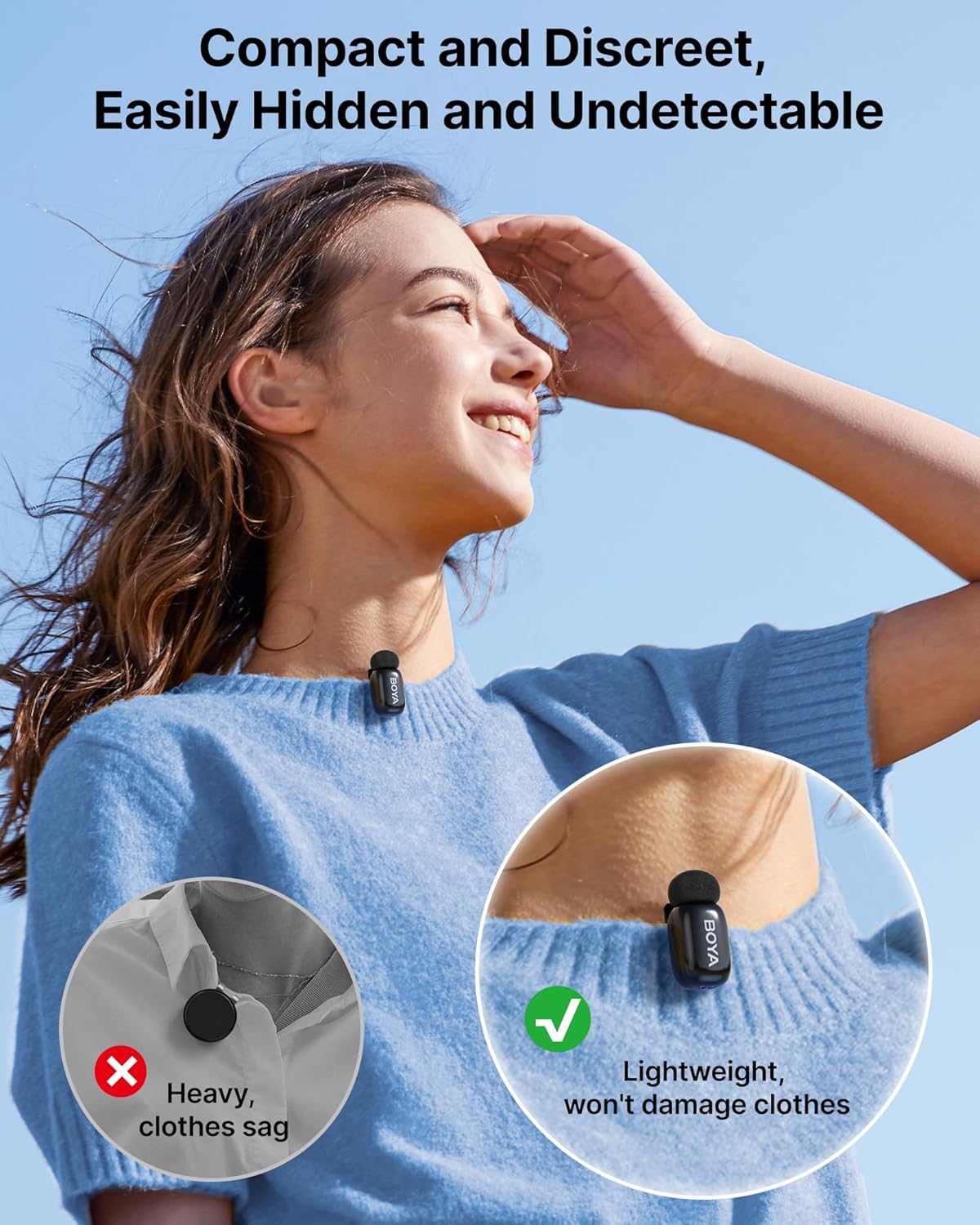 BOYA mini Wireless Microphone for iPhone with MFi Certified Ligntning Interface,Noise Cancellation, 30H Battery Life with Charging Case,AI Voice Changer for Video Recording, Live Streaming, Interviews