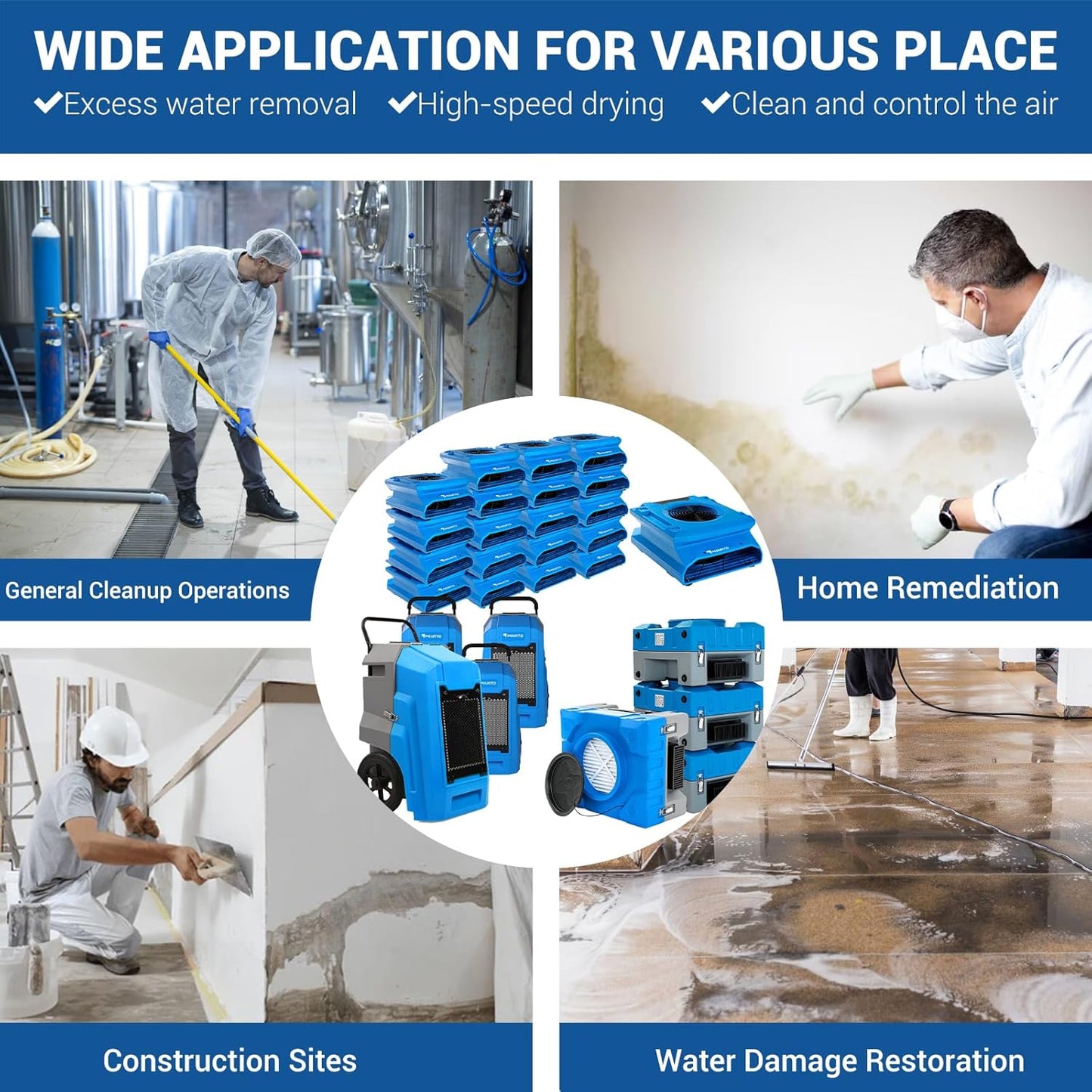 MOUNTO Water Damage Restoration Combo Package Deals (20xAir Mover, 4x Air Scrubber, 4x LGR Dehumidifiers)