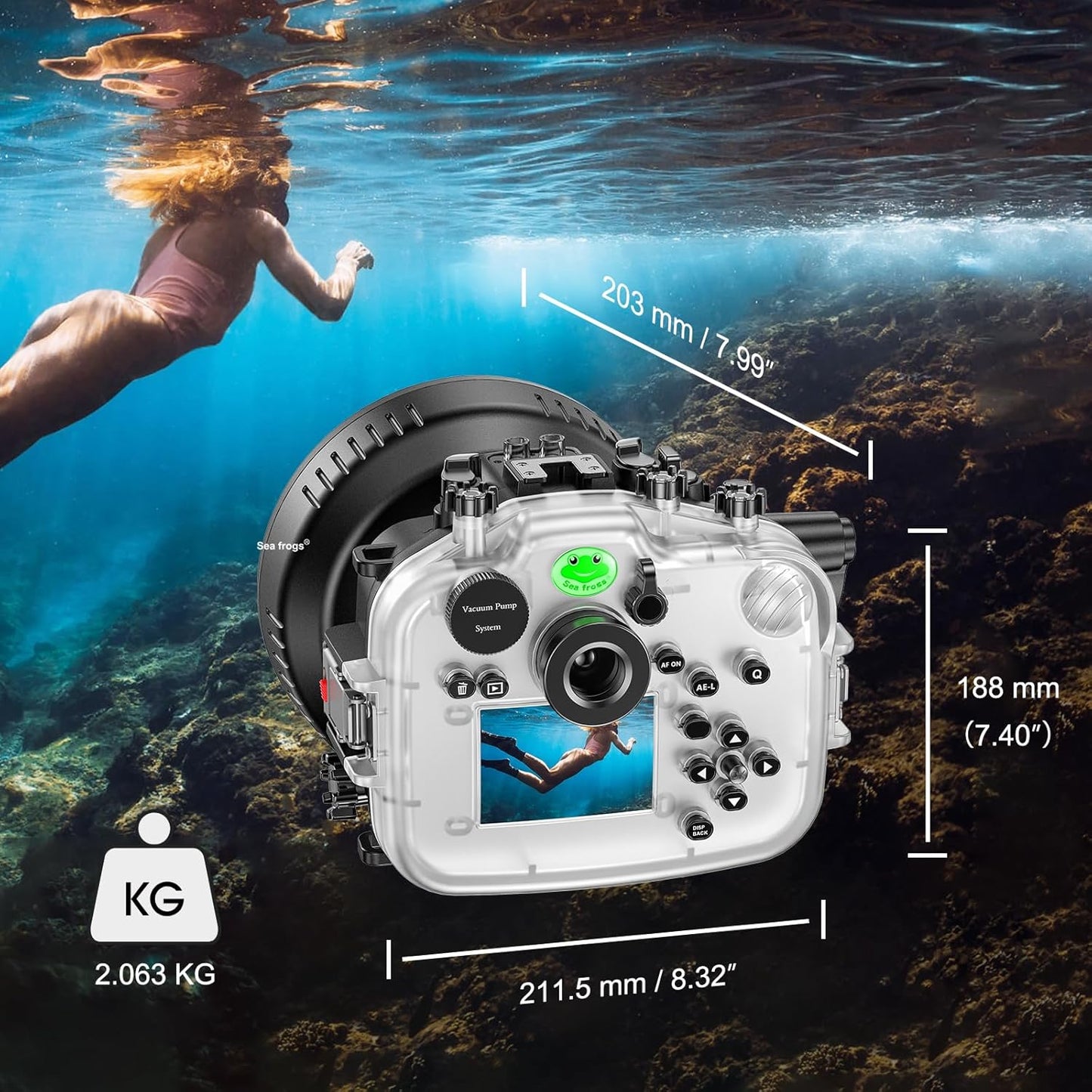 Sea frogs Waterproof Camera Housing Compatible with Fujifilm X-T4 16-50MM 18-55MM IPX8 40m/130ft Maximum Diving Depth Underwater Camera Case for Diving, Surfing, Rowing, Skiing