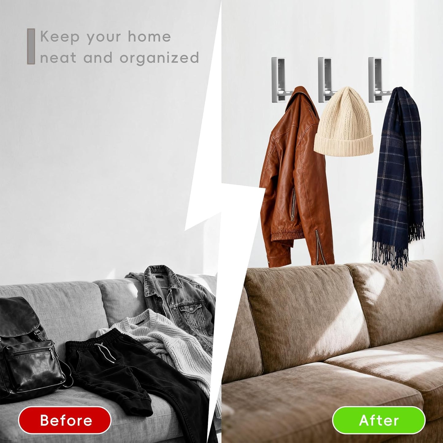 Folding Wall Hooks,4 Pack Rustproof Zinc Alloy Folding Coat Hooks,Heavy Duty Foldable Gold Wall Hooks for Hanging Clothes,Hat,Towel,Bathrobe,Key,Bag,Backpack (Brushed Nickel)