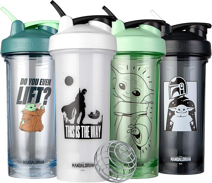 BlenderBottle Star Wars Shaker Bottle Pro Series Perfect for Protein Shakes and Pre Workout, 28-Ounce, Mandalorian & Child (Pack of 1)