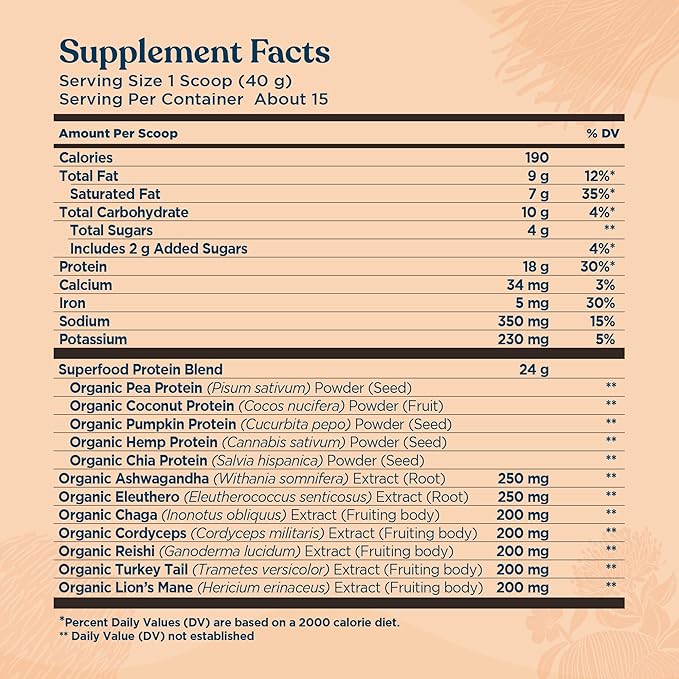 Four Sigmatic Organic Vegan Protein Powder | 18g Plant-Based Protein per Serving | Gluten Free, Dairy Free, Soy Free, Non-GMO with No Filler Ingredients | 21.16oz, 15 Servings | Sweet Vanilla