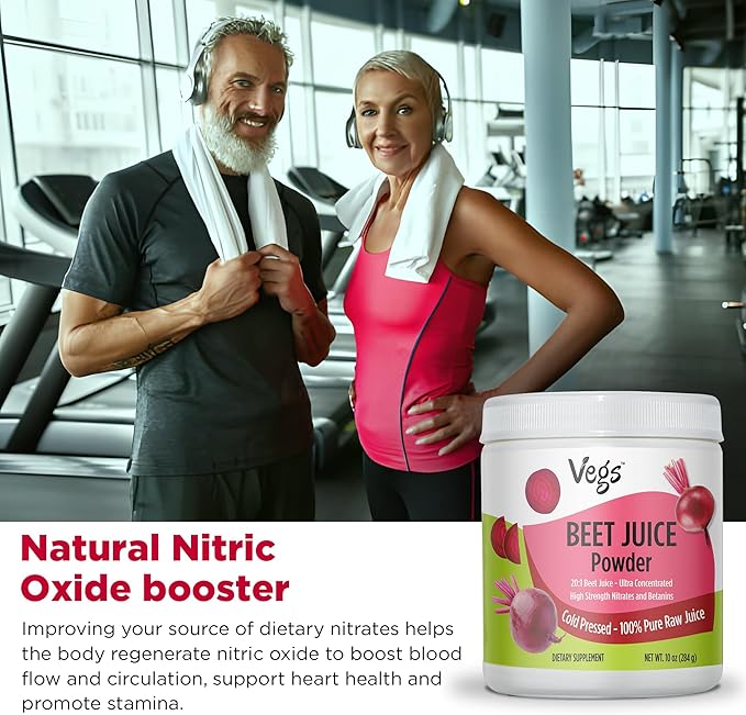 Beet Juice Powder, 20:1 Ultra Concentrated Nitrates, Betanines - Freeze Dried & Cold Pressed Organic Beet Root Juice - Boost Nitric Oxide, Healthy Circulation, Energy - Non-GMO Beet Powder, 10 oz