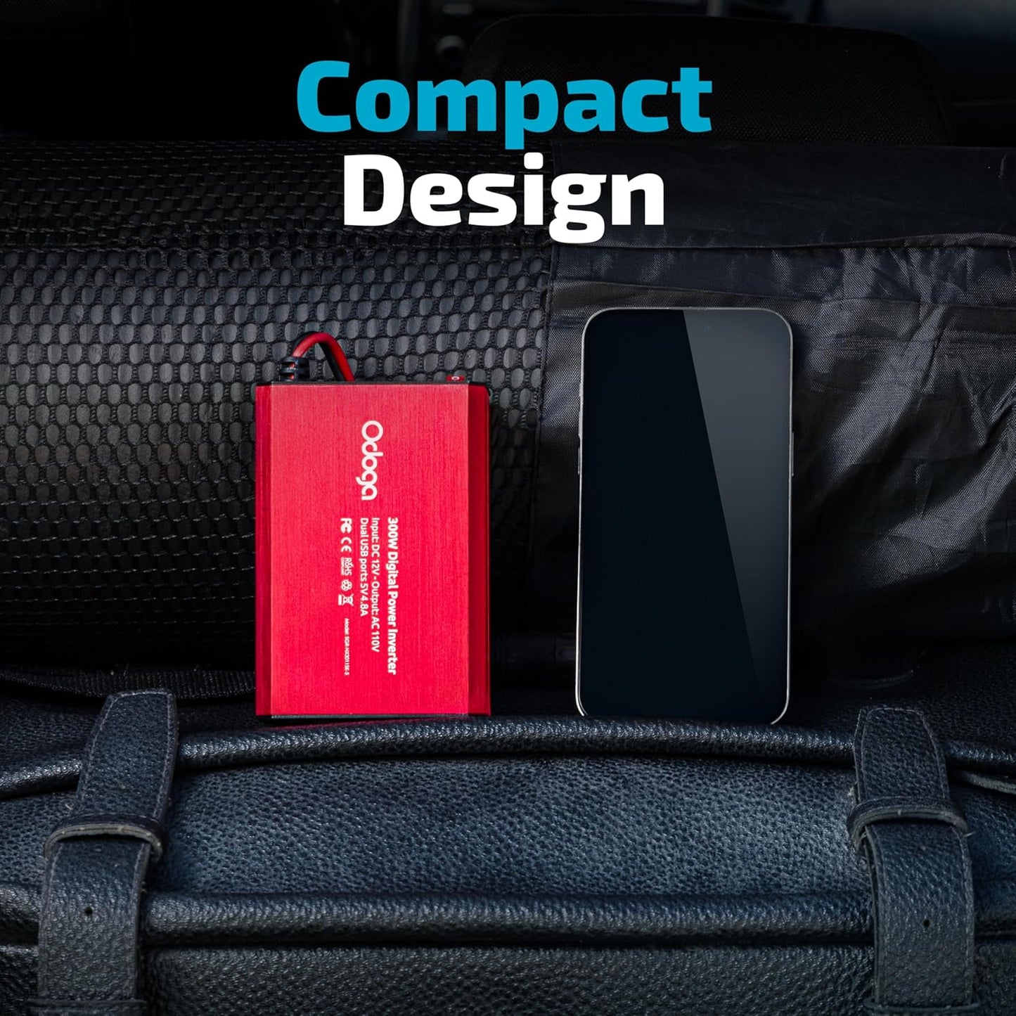 300W Car Power Inverter 12v DC to 110v AC – Car Adapter for Plug Outlet, DC to AC Converter, 4.8A Dual USB by Odoga