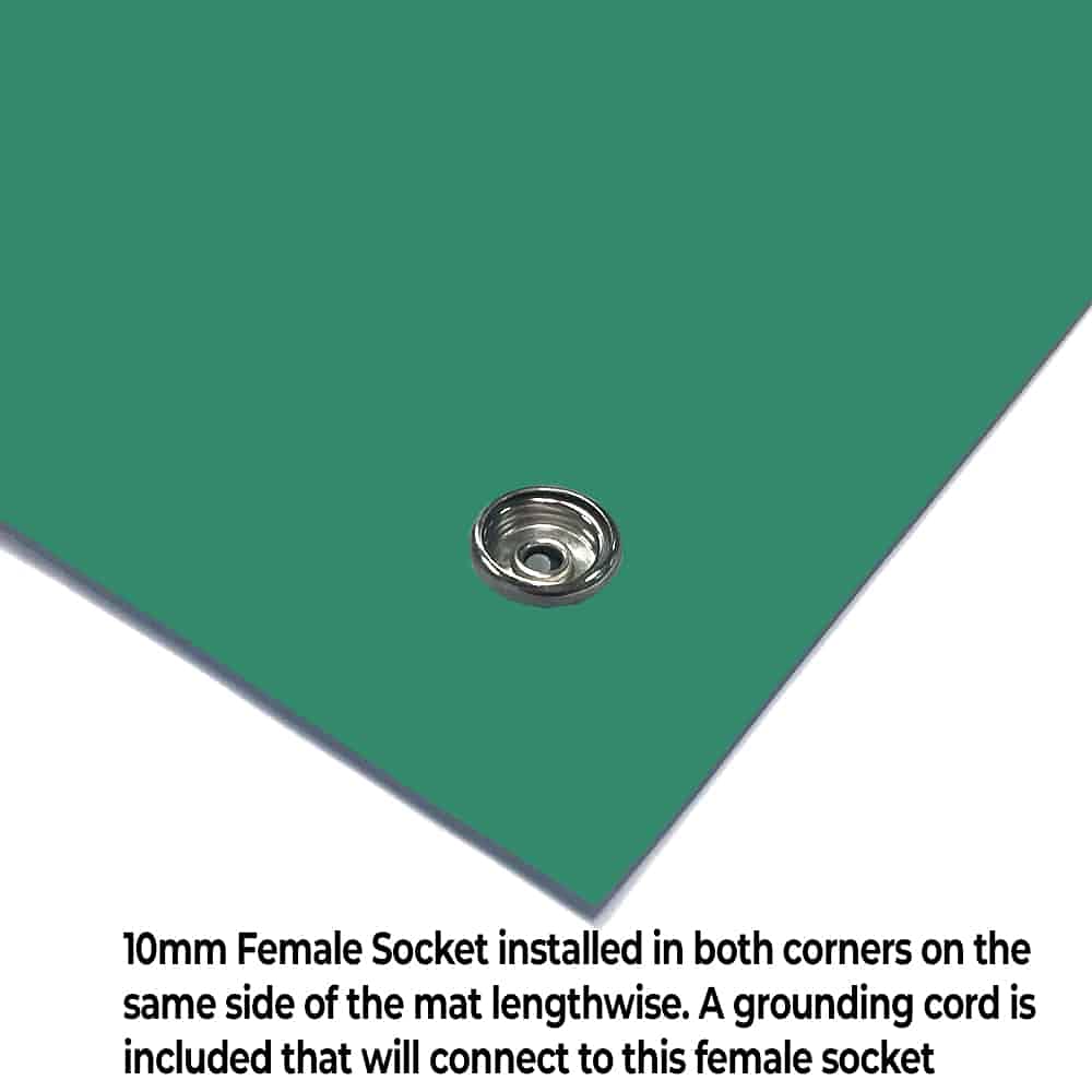 RubberStat Dual Layer ESD Compliant Workstation Rubber Table Mat Kit, Soldering, Cell Phone Repair, with Wrist Strap Set and Ground Cord - 30"x72" Green