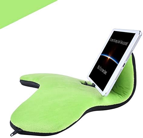 Multi-Angle Soft Pillow Lap Stand for Tablets, iPads, Mobile Phones, eReaders, Books, Magazines, Fits Upto 12.9" Pad(Grass-Green)