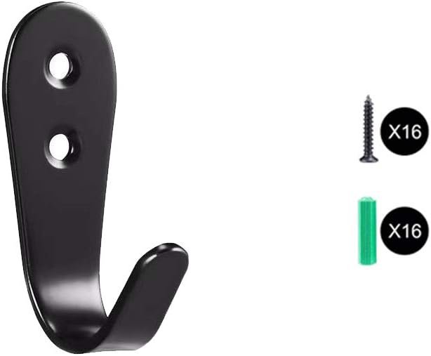 Flyisland Wall Hooks 8 Pcs, Coat Hooks Garage Hook Wall Mounted Hat Hangger Hooks Robe Hook Single Coat Hanger Heavy Duty (8 Pack, Black Round)