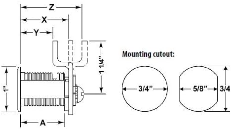 Olympus Lock DCN4 Rekeyable Cam Locks | 1-3/4" Cylinder 101 Key Lock, Keyed Alike | US26D Chrome Cabinet Locks | Grade 1 Cam Lock | Reversible Cam Lock for Doors & Drawer Lock