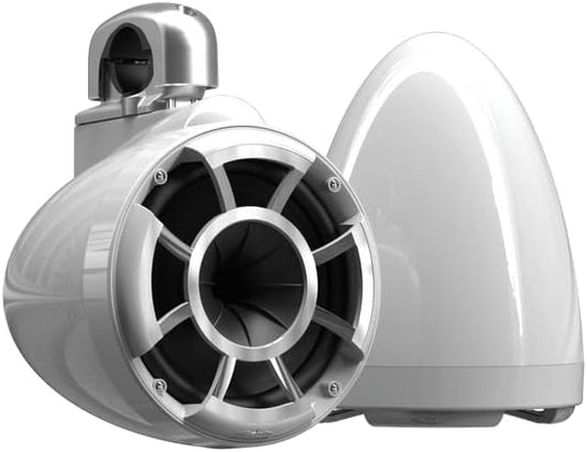 wet sounds Rev 8 White V2 Revolution Series 8" White Tower Speakers w/Silver Aluminum Fixed Clamp