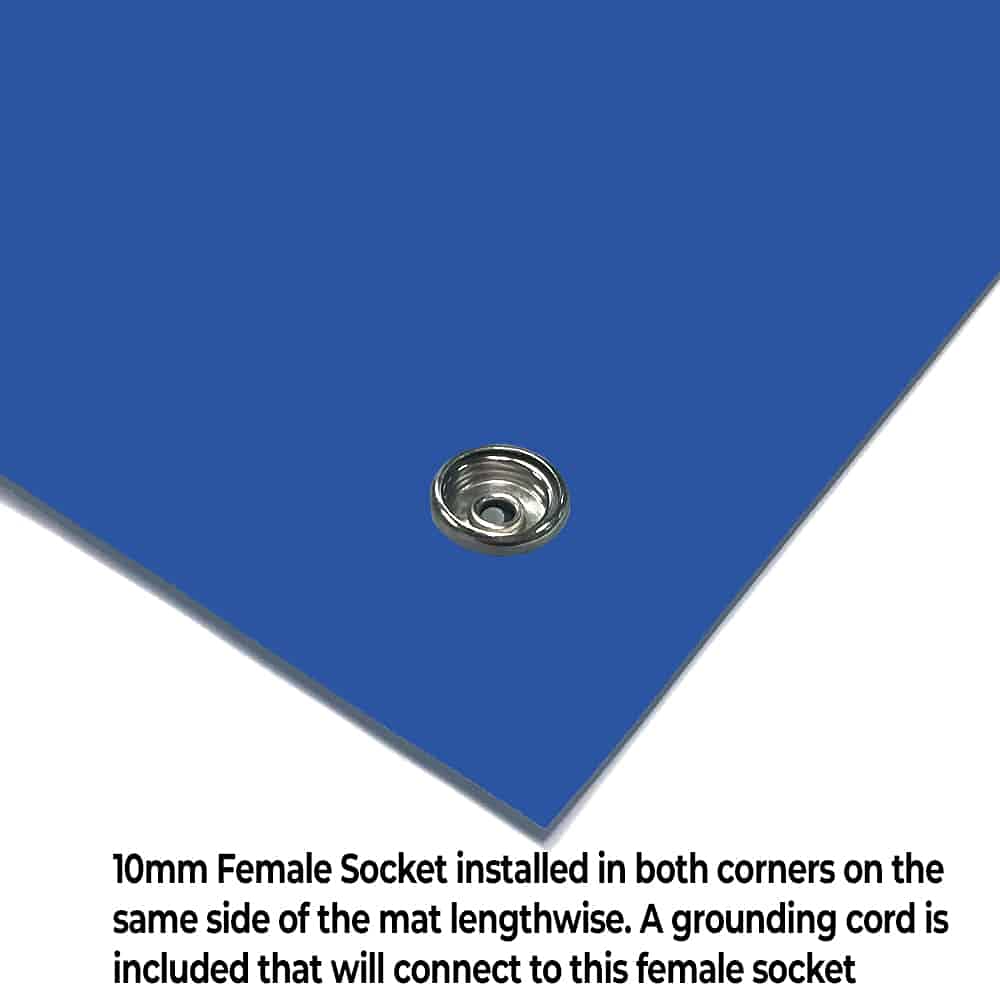 RubberStat Dual Layer ESD Compliant Workstation Rubber Table Mat Kit, Soldering, Cell Phone Repair, with Wrist Strap Set and Ground Cord - 24"x36" Royal Blue