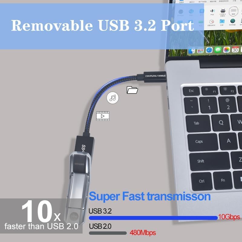 USB C to USB 3.2 Adapter [2pcs Black], Transfer up to 10Gbps, Type C to USB(Male-Female OTG Cable USBC to USB Adapter Compatible with MacBook Pro/Air, iPhone 15 Pro Max Plus