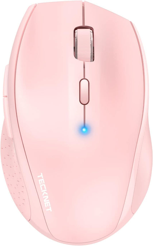 TECKNET Bluetooth Mouse, 4800 DPI Wireless Mouse, 2-Year Battery 6 Adjustable DPI, 6 Buttons Compatible with Laptop/Windows/Computer - Pink