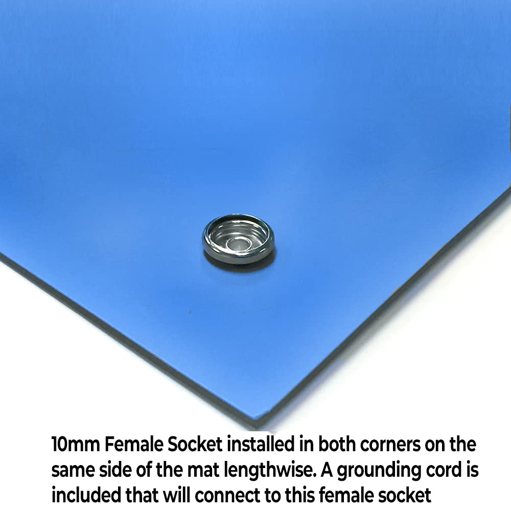 RubberStat Dual Layer ESD Compliant Workstation Rubber Table Mat Kit, Soldering, Cell Phone Repair, with Wrist Strap Set and Ground Cord - 30"x36" Royal Blue