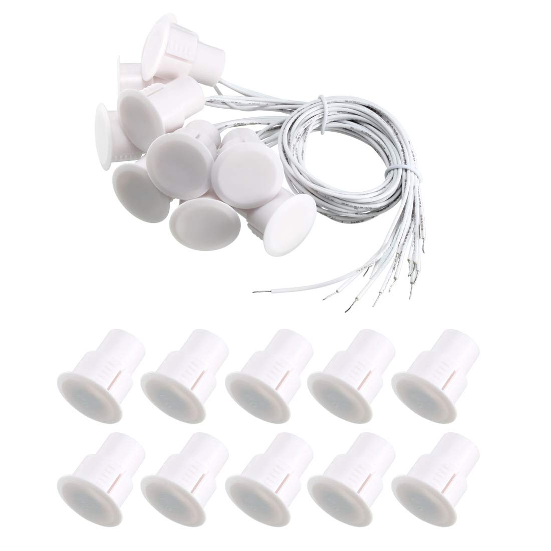 Magnetic Reed Switch RC-36 NC Recessed Wired Window Door Contact Sensor for Home Security and Burglar Alarm Systems 10 Pcs (Pack of 5)