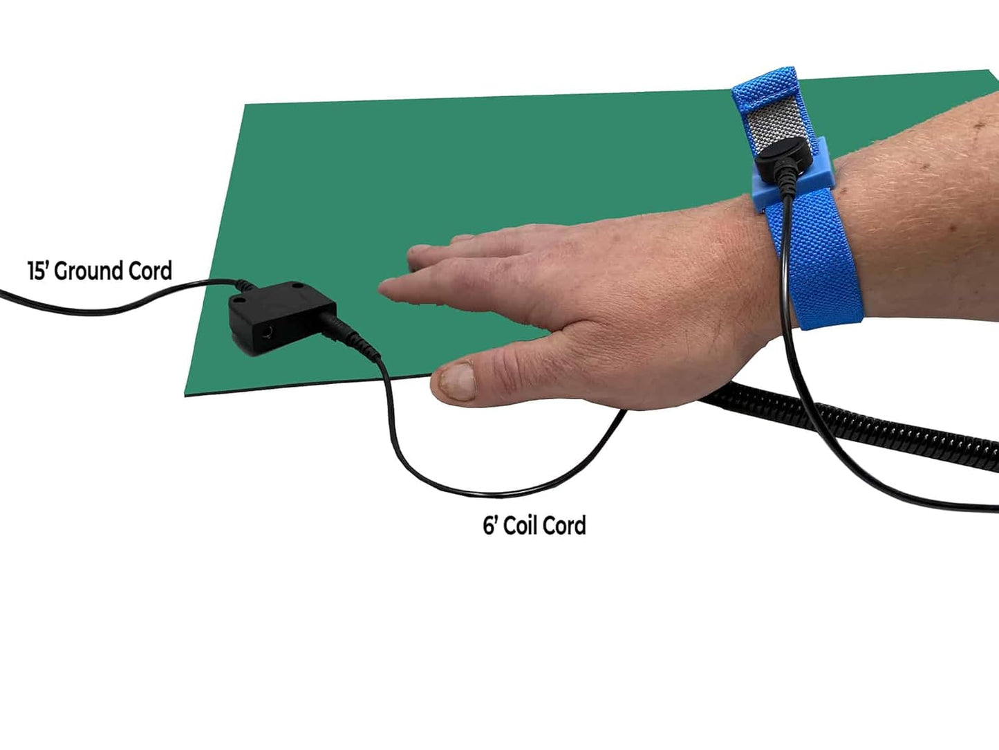 RubberStat Dual Layer ESD Compliant Workstation Rubber Table Mat Kit, Soldering, Cell Phone Repair, with Wrist Strap Set and Ground Cord - 30"x36" Green
