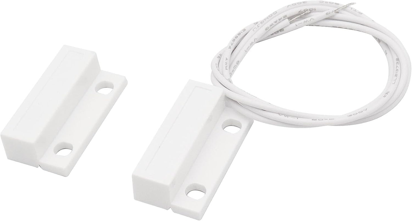 Magnetic Reed Switch Wired Surface Mount Normally Closed NC Contact Sensor Alarm Magnetic Door Switch with 2 Wires, ABS, MC-38