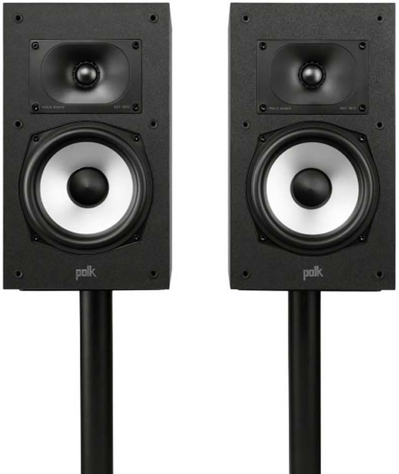 Polk Monitor XT20 Pair of Bookshelf or Surround Speakers - Hi-Res Audio Certified, Dolby Atmos & DTS:X Compatible, 1" Terylene Tweeter & 6.5" Dynamically Balanced Woofer (Pair, Midnight Black)