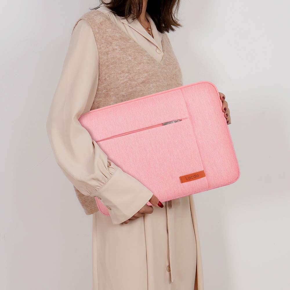 Lacdo 15-15.6 Inch Laptop Sleeve Case for Acer HP Lenovo Dell ASUS Laptop, Acer Aspire 15, HP Pavilion/Envy 15, Dell Inspiron/Latitude 15, Lenovo IdeaPad 15, ASUS ZenBook 15 Computer Bag, Peach