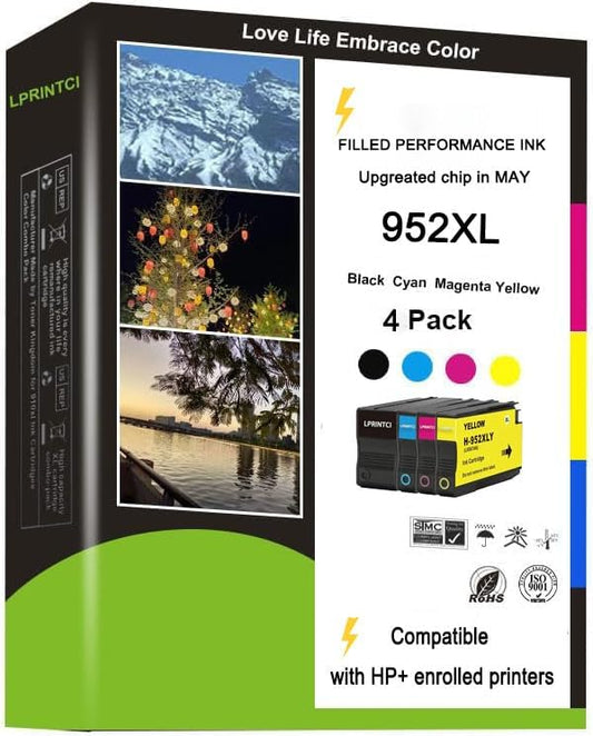 952XL Ink Cartridges Combo Pack Compatible for 8710 7740 Printer for OfficeJet Pro 8720 8725 8210 8715 8702 8740 7720 8730 8216 Printer （4-Pack）