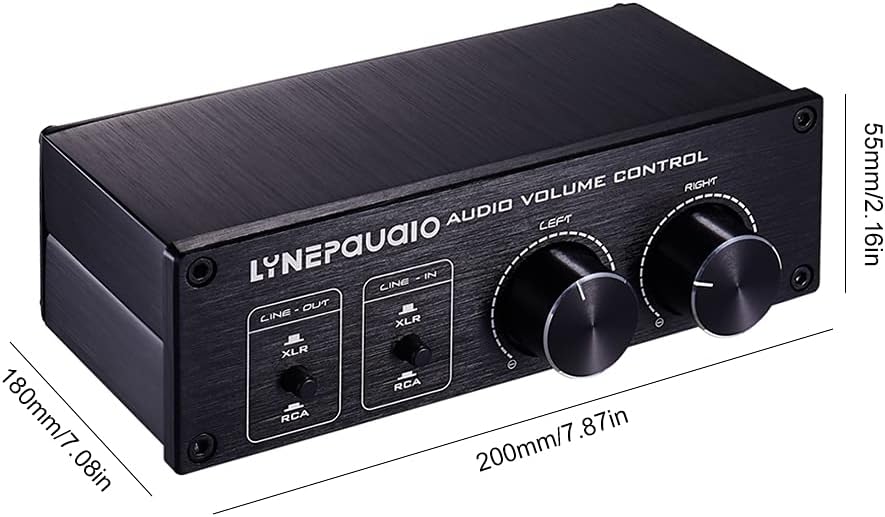Volume Controller, Audio Volume Control Box, Passive Audio Volume Controller with Fully-Balanced & Single-Ended Mode XLR & RCA Interface for Home Stereo System Pre-Amplifier Speaker
