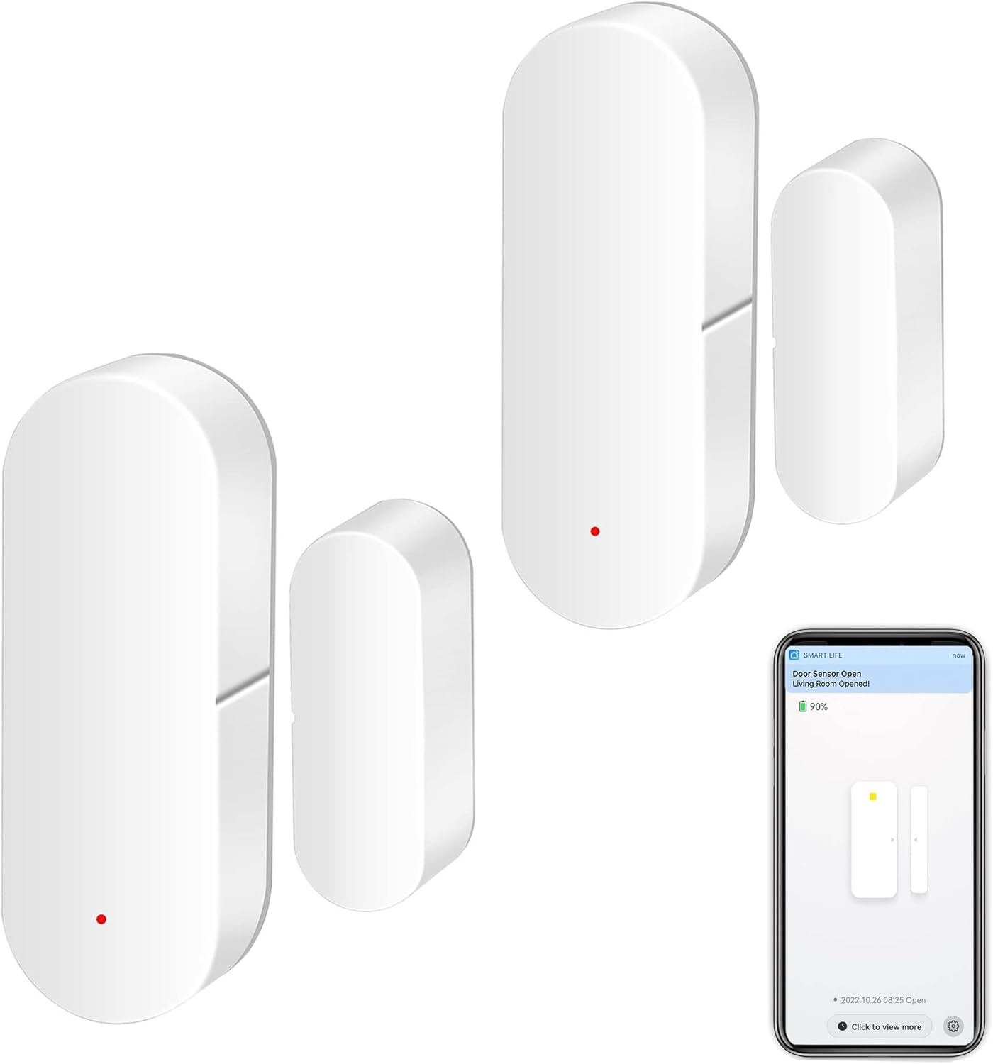 WiFi Door Sensor: Smart Door Open/Closed Detectors, Wireless Window Sensor with App Notification Alert, Contact Sensor for Home Security, Compatible with Alexa Google Assistant (2pack)