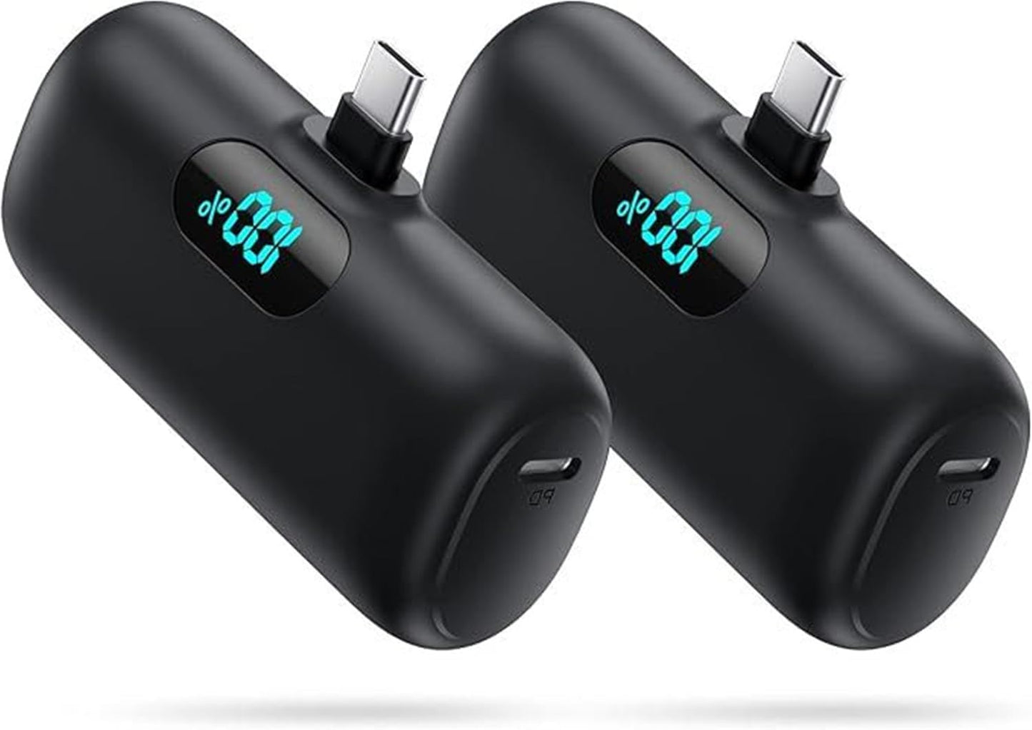 [2 Pack] Samll Portable Charger for iPhone 16/15 Series, 5000mAh 3A PD USB C Power Bank, Mini LCD Display Battery Pack Compatible with iPhone 16/16 Plus/16 Pro/15 Pro Max,Samsung,Android/Moto/LG etc