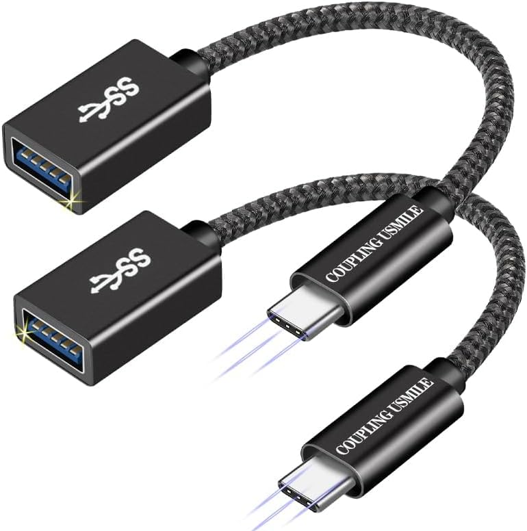 USB C to USB 3.2 Adapter [2pcs Black], Transfer up to 10Gbps, Type C to USB(Male-Female OTG Cable USBC to USB Adapter Compatible with MacBook Pro/Air, iPhone 15 Pro Max Plus