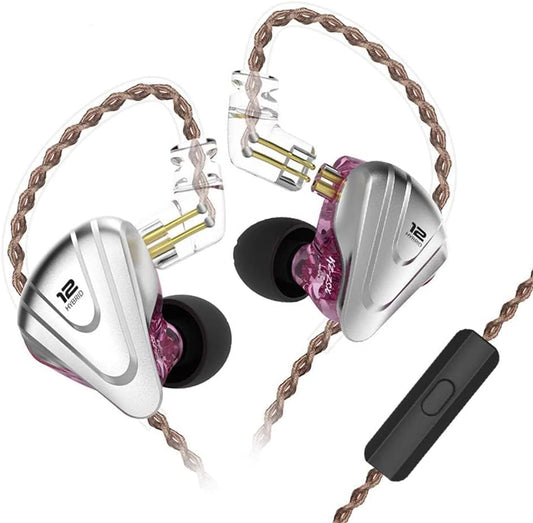 KZ ZSX in Ear Headphone Monitor,Hybrid HiFi Earphone with 5BA 1DD 6 Drivers,KZ Earbuds with Detachable 2 Pin Cable for Church Band Musician Singer(with Mic,Purple)