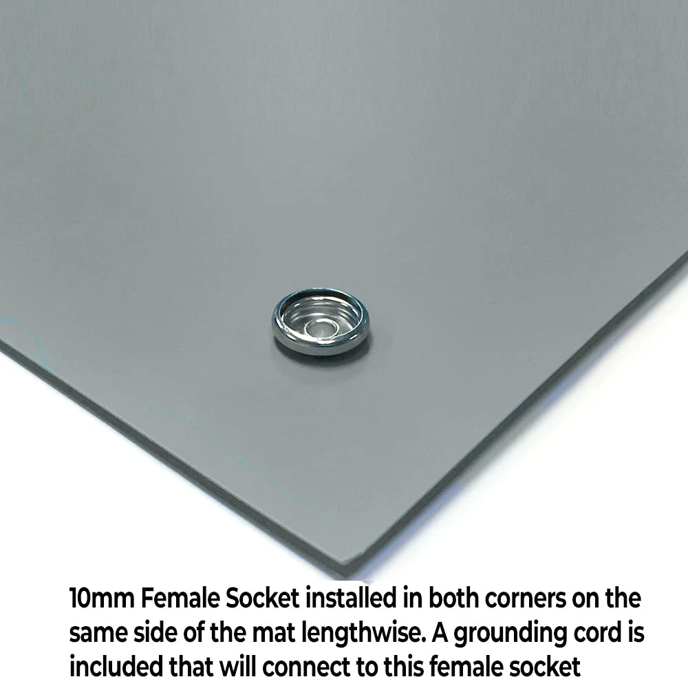 RubberStat Dual Layer ESD Compliant Workstation Rubber Table Mat Kit, Soldering, Cell Phone Repair, with Wrist Strap Set and Ground Cord - 24"x30" Grey