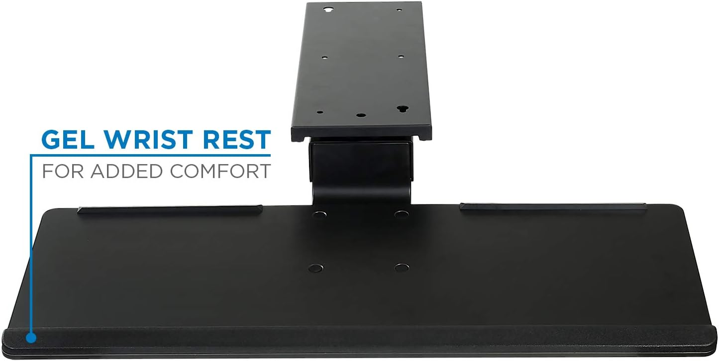 Mount-It! Under Desk Keyboard Tray and Mouse Platform, Ergonomic Computer Keyboard Drawer with Gel Wrist Pad, 17 inch Space Saving Track, Black (MI-7138)