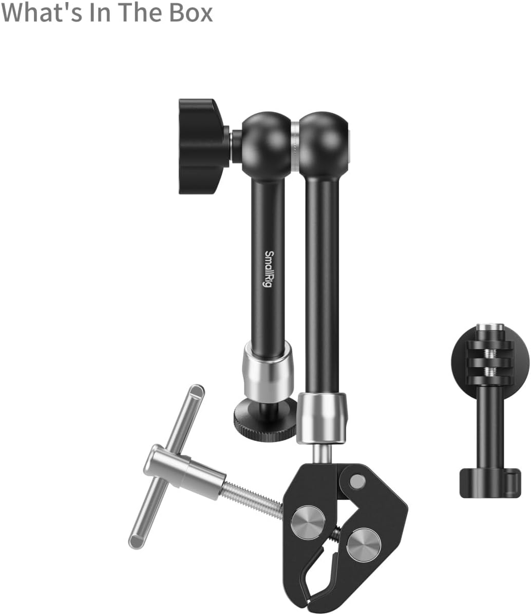 SMALLRIG Magic Arm with Super Clamp for Action Cameras, Camera Clamp Mount for GoPro Hero 13/12/11, for DJI Osmo Action 5 pro/4/3, for Insta360 Ace Pro 2, with 1/4" Screw for Monitor/LED Lights
