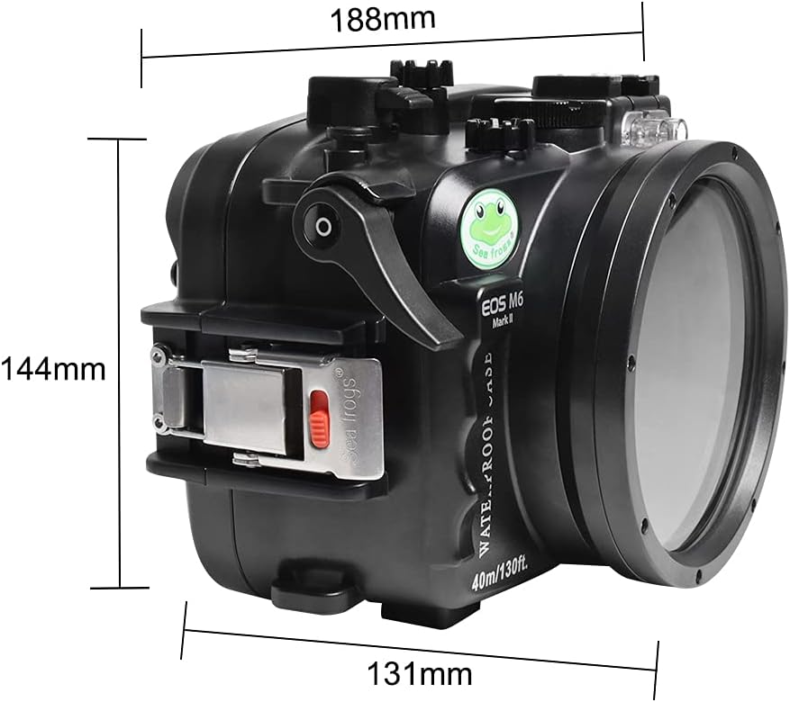 Sea frogs Underwater Camera Case Compatible with Canon EOS M6 Mark II 22MM IPX8 40m/130ft Maximum Diving Depth Waterproof Camera Housing for Diving, Surfing, Rowing, Skiing