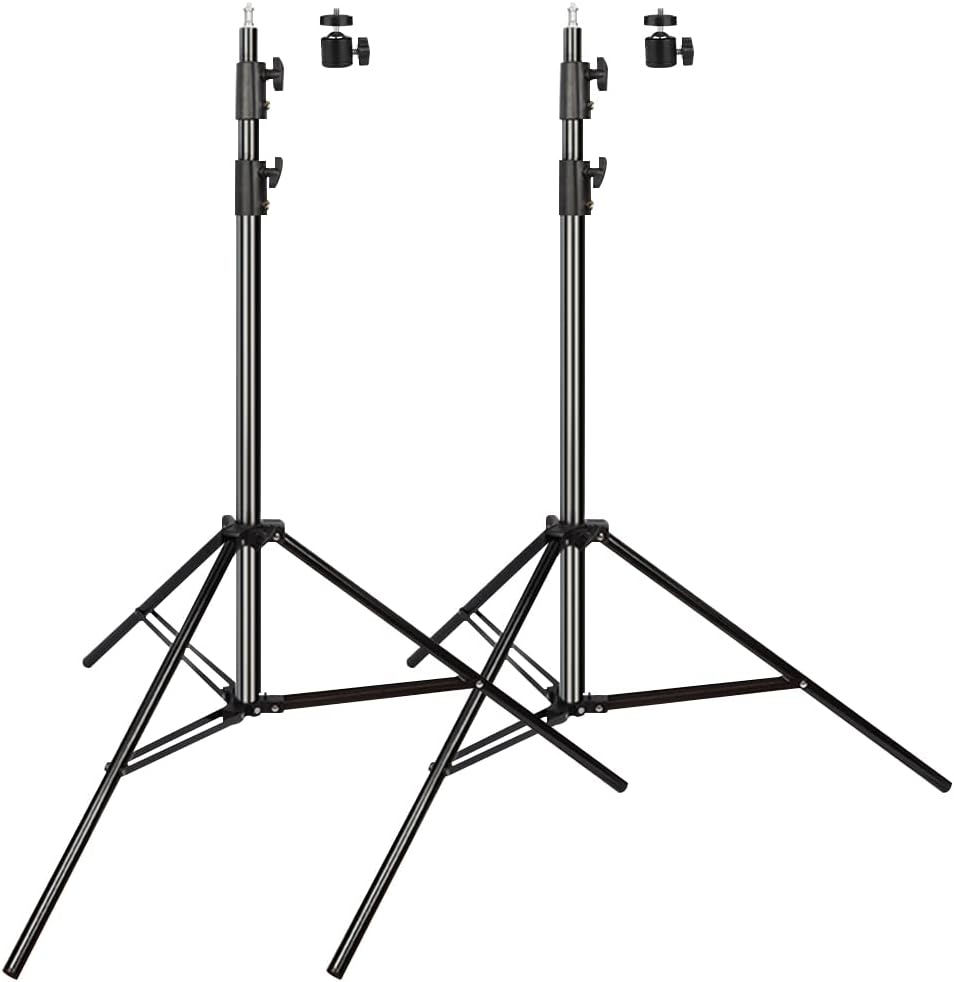 Aluminum Alloy Light Stand 9.5 Feet/2.8m Adjustable Spring Cushioned Photography Tripod for Photo Studio Speedlight Flashes, Ring Light, Photographic Equipments Thickening Flash Stand, 2 Pack