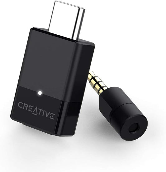 Creative BT-W3 Bluetooth 5.0 USB-C Audio Transmitter, aptX LL and aptX HD, 3.5 mm Analog Mic for Voice Chat Support, Codec Indicator and Selection, Plug-and-Play for PS4, Nintendo Switch, PC, and Mac