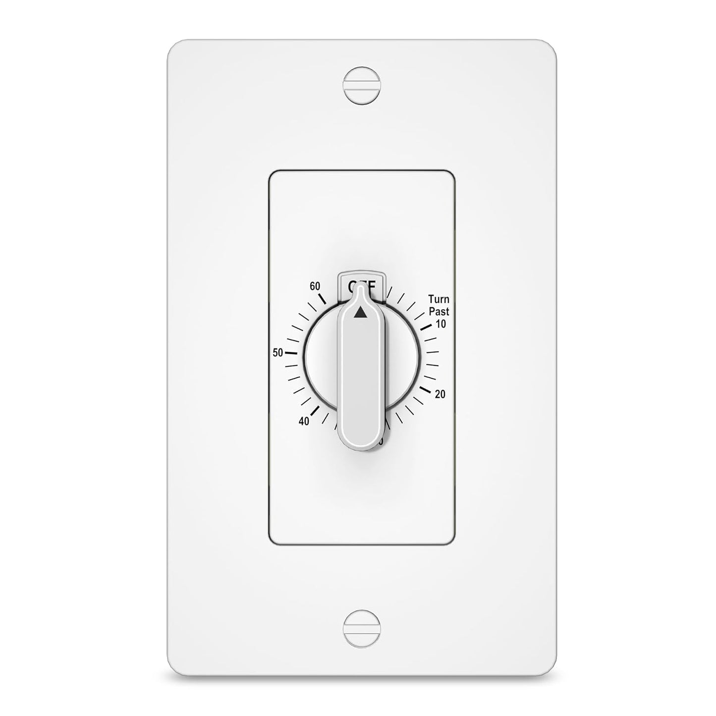 HBN 60 Minute Spring Wound Countdown Timer Switch for Bathroom Exhaust Fan, in-Wall Mechanical Light Switch Timer, No Neutral Required, Wall Plate Included, ETL Listed