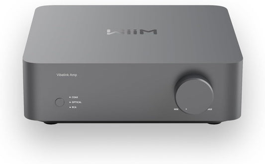 WiiM Vibelink Amp | 100W Power Amplifier with Premium ESS 9039Q2M DAC and TI TPA3255 | Compatible with WiiM Mini, Pro, Pro Plus, and Ultra | RCA, Coax, and Optical Inputs | Space Gray