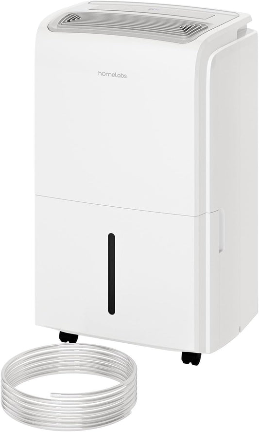 hOmeLabs 40 Pint Dehumidifier with Pump for up to 6,000 Sq Ft Rooms (MAX 104 Pint at 95°F, 90% RH) – Powerful Moisture Removal for Medium to Large Rooms and Basements
