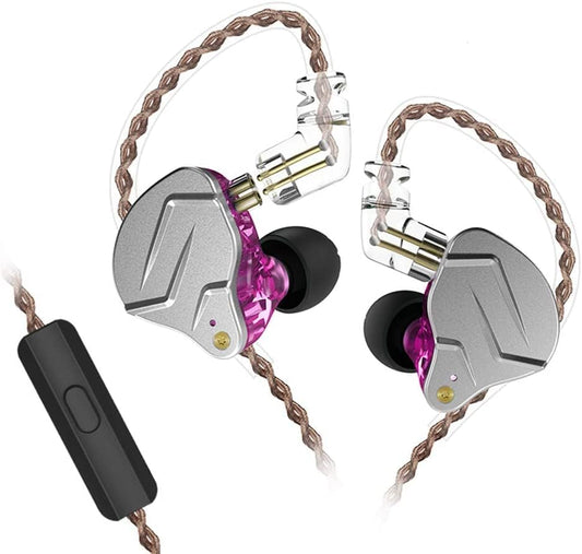 KZ ZSN Pro Wired Earbuds in-Ear Headphones with 3.5mm Plug,Microphone with Built-in Remote to Control Music, Phone Calls,in-Ear Monitors with 2 Pin Detachable Tangle-Free Cable(Purple with Mic)